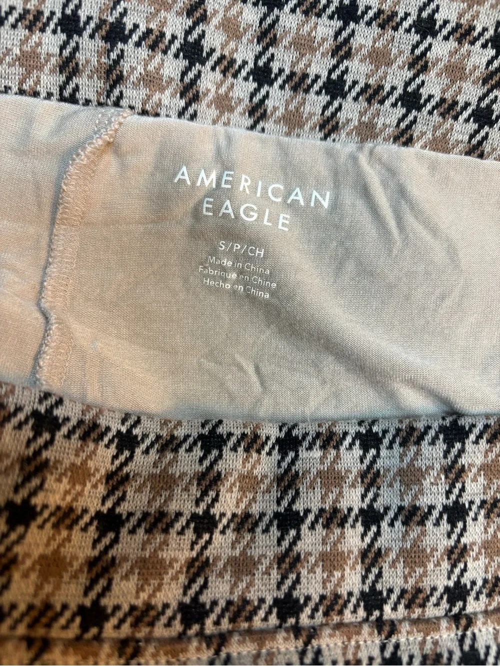 American Eagle Outfitters Houndstooth Pleated Mini Skort - Tan & Black Y2K SZ S